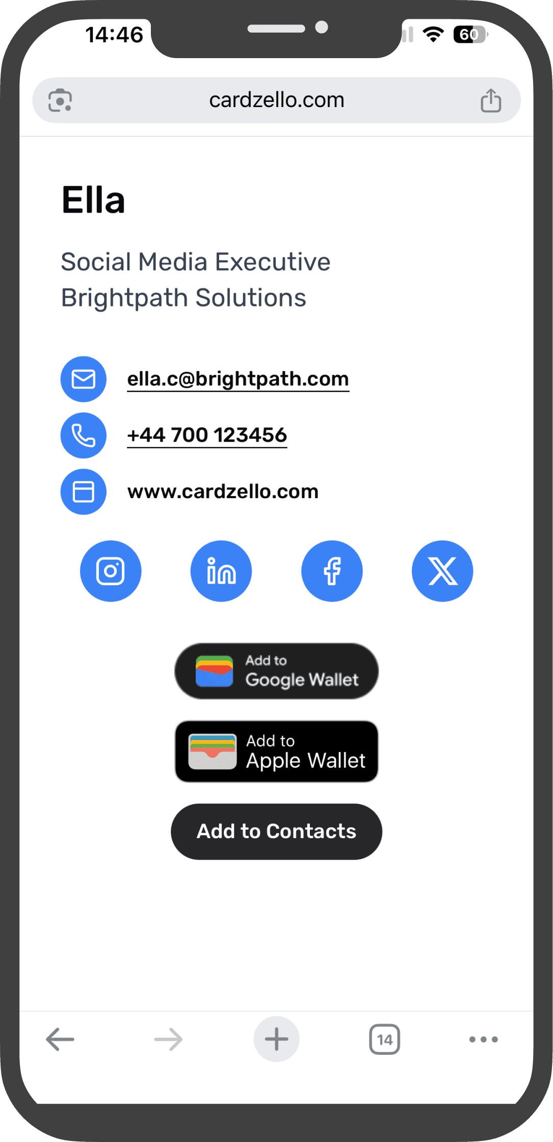 CardZello App screenshot on a phone